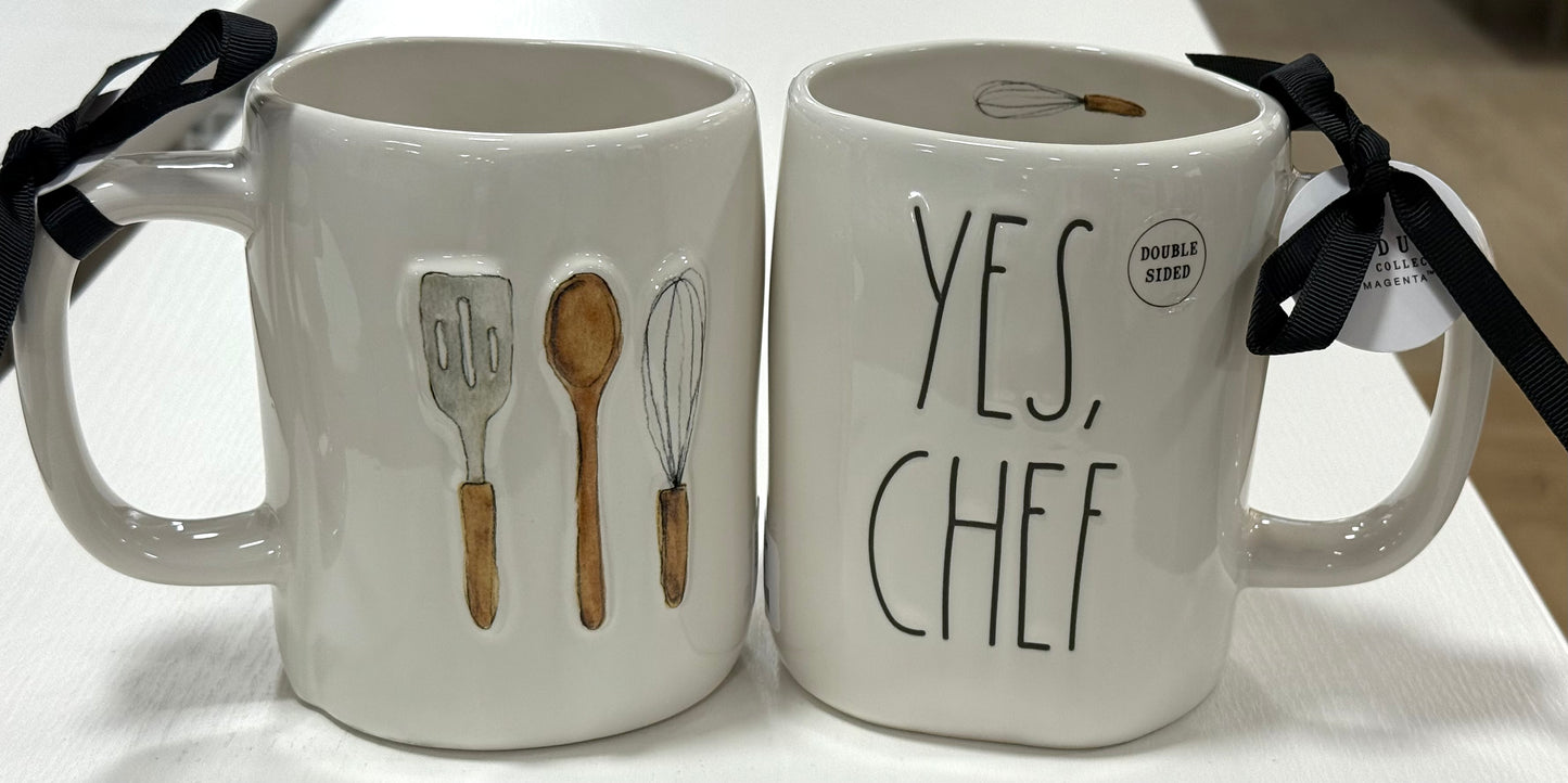 New Rae Dunn white ceramic coffee mug YES, CHEF