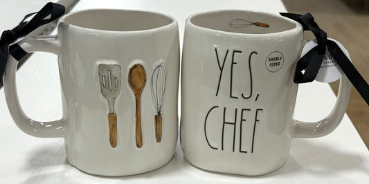 New Rae Dunn white ceramic coffee mug YES, CHEF