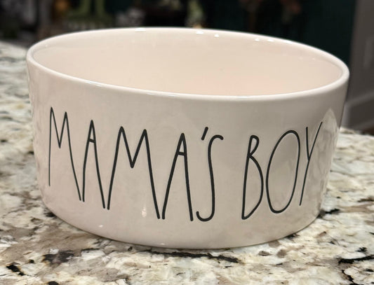 New Rae Dunn white ceramic 6” dig dish bowl MAMA’S BOY