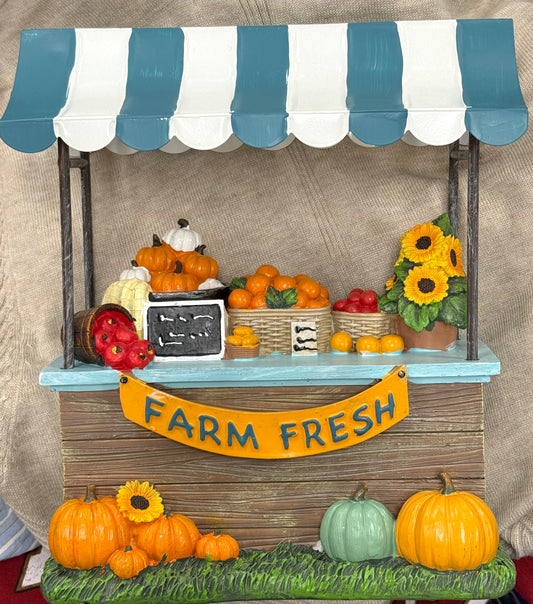 New resin 12x4” Fall decor  pumpkin card stand FARM FRESH