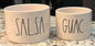 New Rae Dunn white ceramic 2-piece SALSA & GUAC bowl set