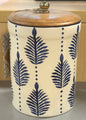 New blue leaf Made in ceramic 7” canister wood lid with seal