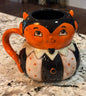 New Joanna Parker ceramic Dracula 🧛 coffee mug Halloween decor-orange face