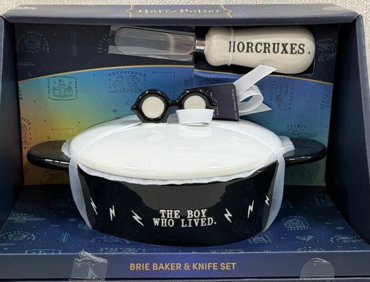 New Rae Dunn x Harry Potter ceramic baking dish and knife THE BOY WHO LIVED/HORCUXES.