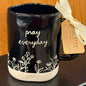 New Rae Dunn black iridescent ceramic coffee mug PRAY EVERYDAY