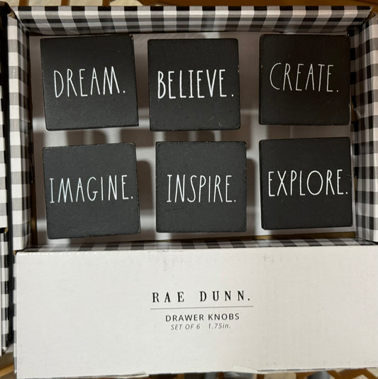 New Rae Dunn black handle knob pull set