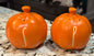 Rae Dunn orange ceramic fall decor pumpkin shaped salt and pepper shakers