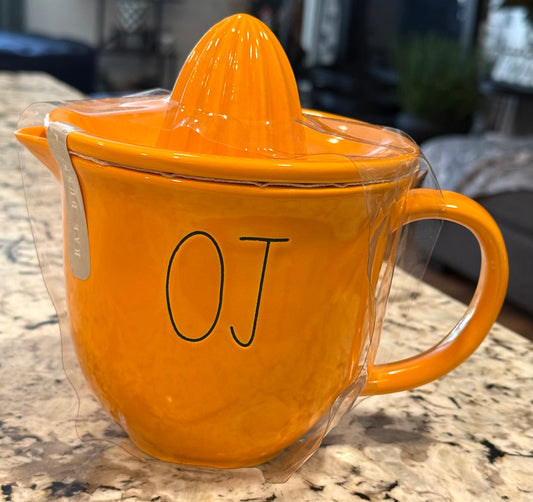 New Rae Dunn orange ceramic OJ juicer