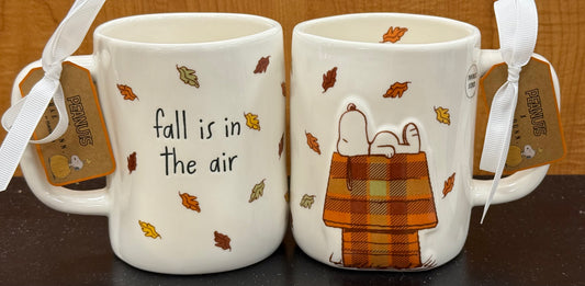 New Rae Dunn x Peanuts Snoopy ceramic coffee mug FALL IS IN THE AIR
