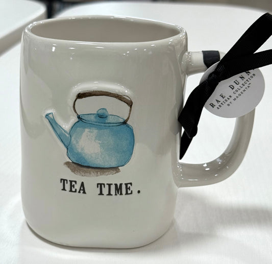 New Rae Dunn white ceramic mug TEA TIME
