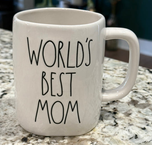 New Rae Dunn white ceramic coffee mug WORLD’S BEST MOM