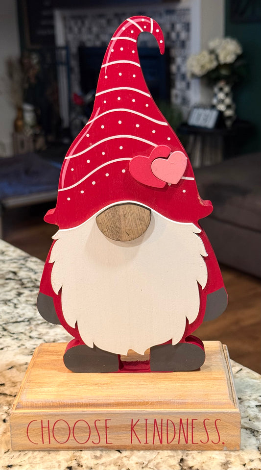 New Rae Dunn wood Valentine’s gnome decor CHOOSE KINDNESS