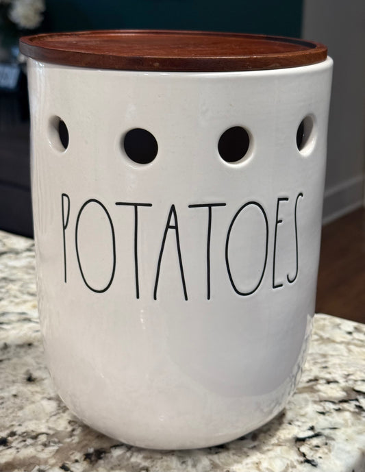 New Rae Dunn large white ceramic POTATOES cellar