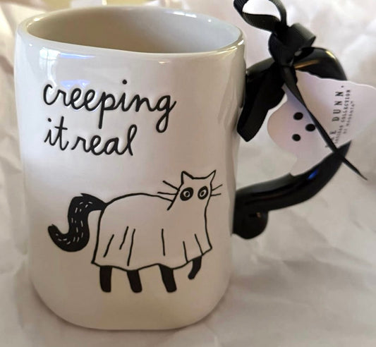 New Rae Dunn white ceramic coffee mug CREEPIN IT REAL