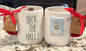 New Rae Dunn white ceramic Christmas coffee mug DECK THE HALLS