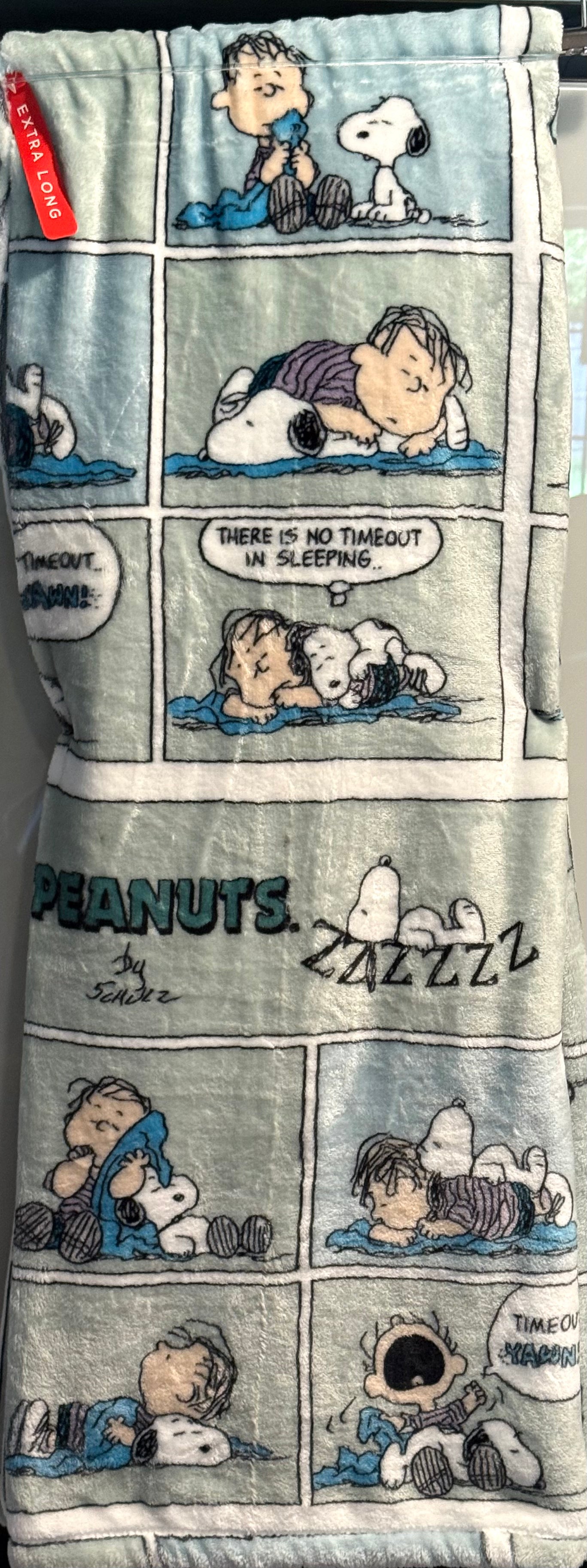 New Peanuts Snoopy Extra-long throw blue blanket 60x70 No  Timeout in Sleeping