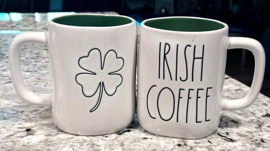 New Rae Dunn St. Patrick’s Day ceramic coffee mug ☘️ IRISH COFFEE