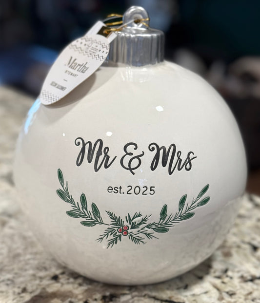 New ceramic Christmas ornament Mr. & Mrs. EST. 2025