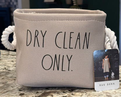 New Rae Dunn 8x8 DRY CLEAN ONLY taupe basket