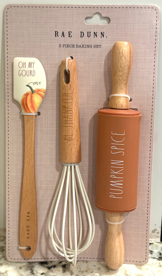 New Rae Dunn 3-piece fall mini kitchen utensils set PUMPKIN SPICE