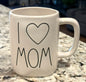 New Rae Dunn white ceramic coffee mug I LOVE MOM