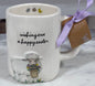 New Rae Dunn white ceramic Easter decor coffee mug WISHING EWE A HAPPY EASTER