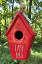 New Rae Dunn red LADY BIRD ceramic birdhouse decor