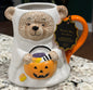 New ceramic Halloween spooky teddy bear coffee mug TRICK OR TREAT BUCKET