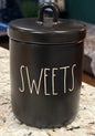 New Rae Dunn black ceramic SWEETS 7.5” canister