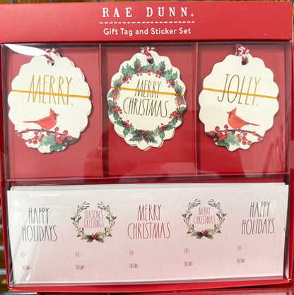 New Rae Dunn Christmas tag and sticker box set- red cardinal