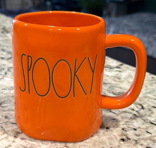 New Rae Dunn orange ceramic Halloween coffee mug decor SPOOKY