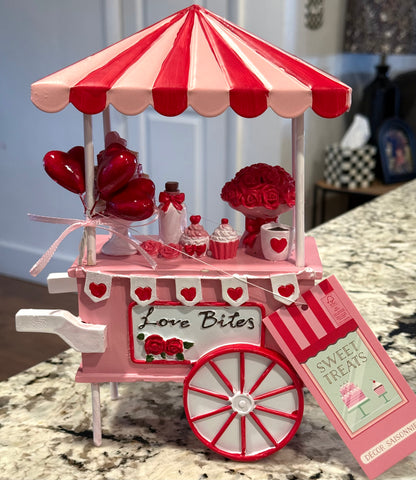 New resin valentines Love Bites heart cart decor piece