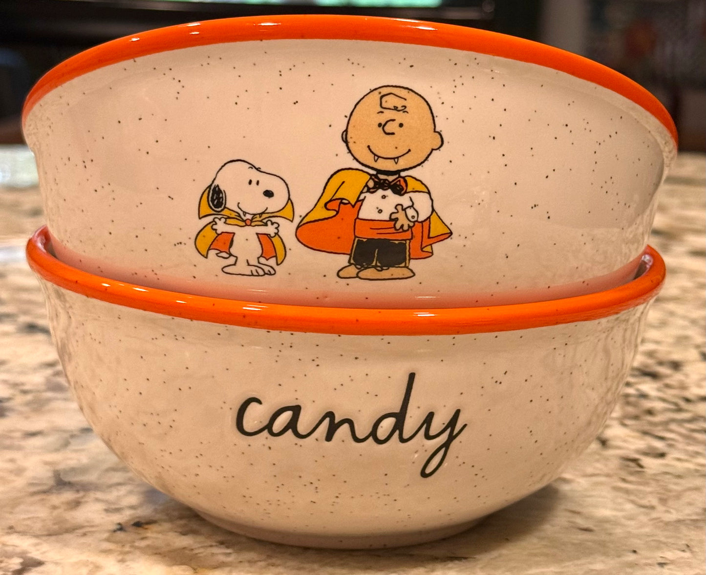 New Rae Dunn x Peanuts ceramic Snoopy 2-piece CANDY bowl set