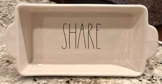 Rae Dunn white ceramic baking pan 10.5x5 SHARE