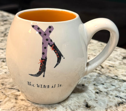 New Rae Dunn ceramic Halloween 3-piece ceramic  Witches Legs Collection coffee mug lot