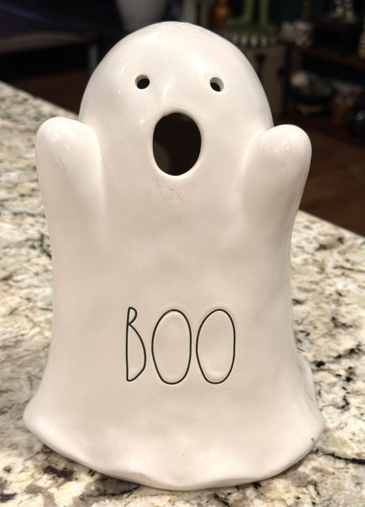 Rae Dunn white ceramic Halloween ghost decor BOO