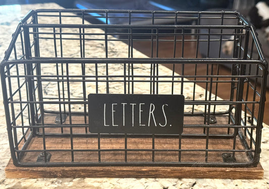 New Rae Dunn black metal & wood LETTERS. Mail holder