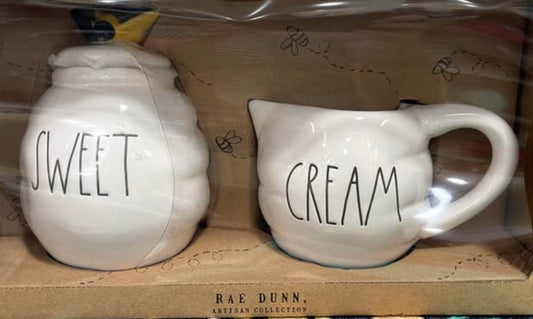 New Rae Dunn white ceramic 🐝 SWEET/CREAM sugar & cream set
