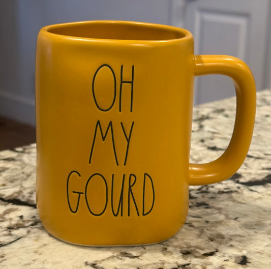 New Rae Dunn mustard ceramuc coffee mug OH MY GOURD