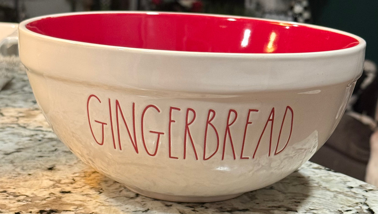 New Rae Dunn white ceramic GINGERBREAD baking bowl