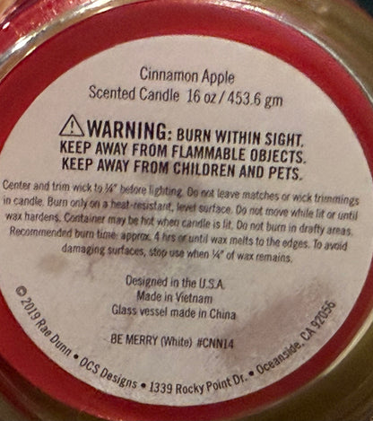 New Rae Dunn glass 16oz BE MERRY Christmas candle