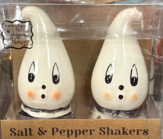 New Joanna Parker ceramic Gus ghost salt & pepper shaker set