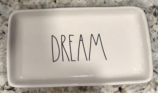 Rae Dunn white ceramic 8x5 tray DREAM