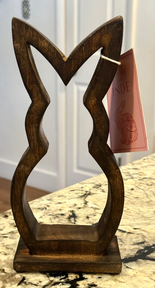 New Made In India wood Easter bunny cutout decor 7”