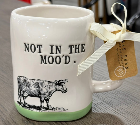 New Rae Dunn white ceramic Farmline cow mug NOT IN THE MOOD