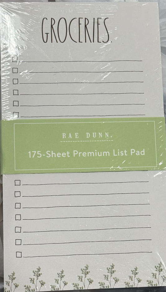New Rae Dunn 175 sheets premium notepaper notepad set floral print GROCERIES
