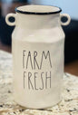 New Rae Dunn white ceramic FARM FRESH milk jug vase