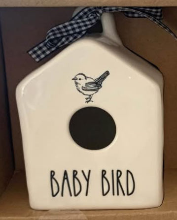 New Rae Dunn white ceramic decor birdhouse BABY BIRD