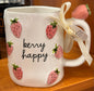 New Rae Dunn ceramic BERRY HAPPY print coffee mug