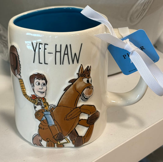 New Rae Dunn x Pixar’s Toy Story white ceramic coffee mug YEE-HAW